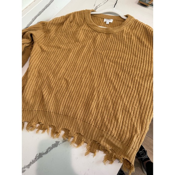 True Craft Women's Fringe Sweater Mustard Yellow‎ Size Large - Picture 6 of 7